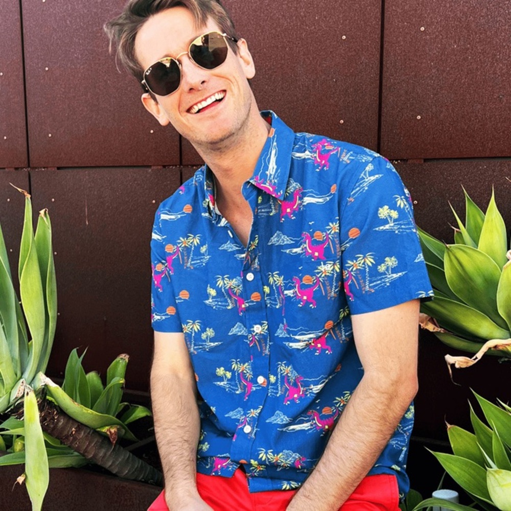 TIPSY ELVES MEN'S PREHISTORIC PARTY HAWAIIAN SHIRT